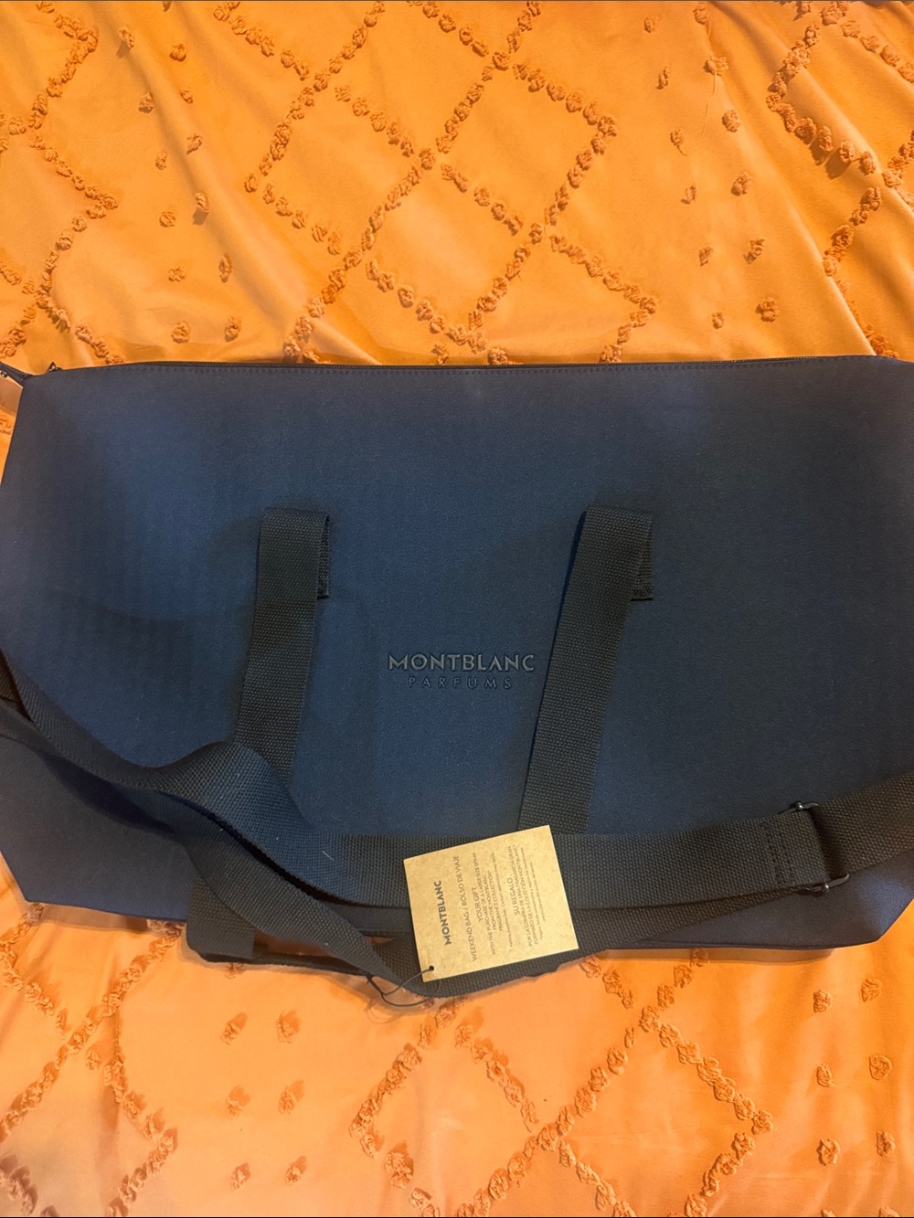 Montblanc Men's Dark Blue Messenger Bag with Black Strap